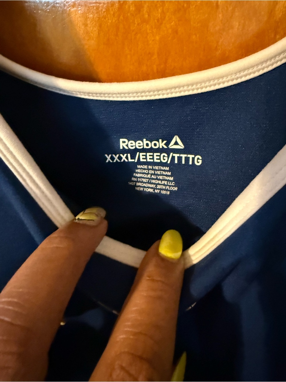 Reebok Navy Sports Bra with White Trim - Picture 3 of 4